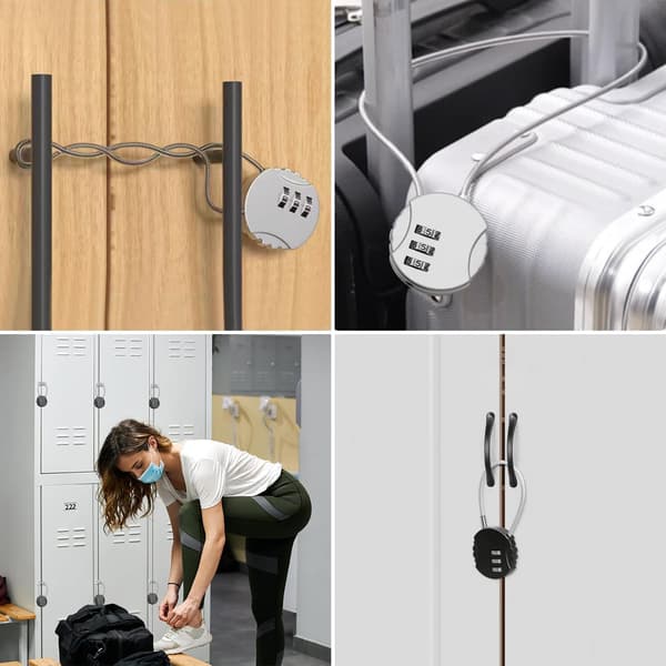 4-pack 3-siffriga kombinationshänglås med vajer för bagage, resväskor och resor