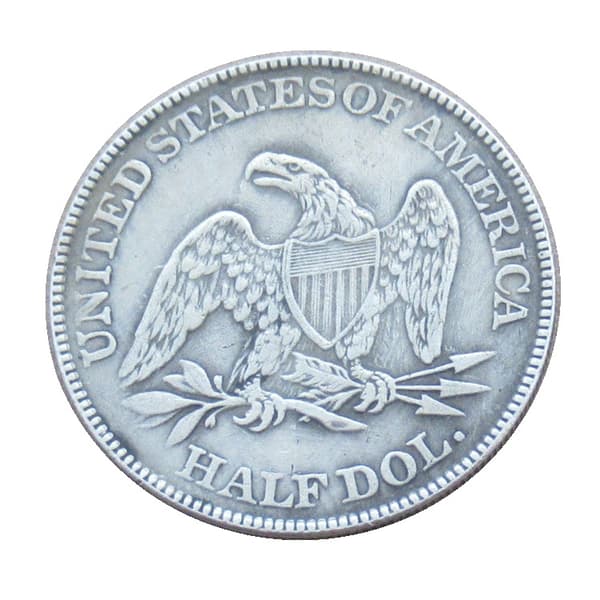 1839-1879 U.S. Half Dollar Eagles Minnesmynt, Silverpläterad Koppar, Historisk Replika