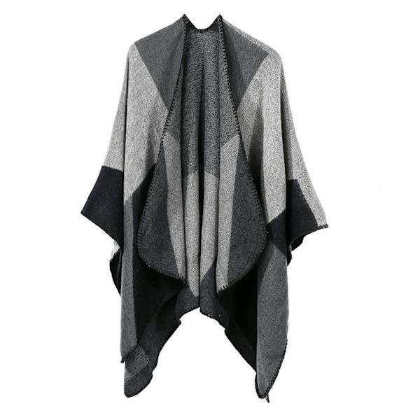 Varm Sjal Scarf Öppen Front Poncho Vinterkofta för Dam