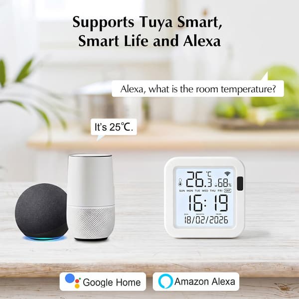 WiFi-termometer og hygrometer, smart temperatur- og fuktighetsmåler med app