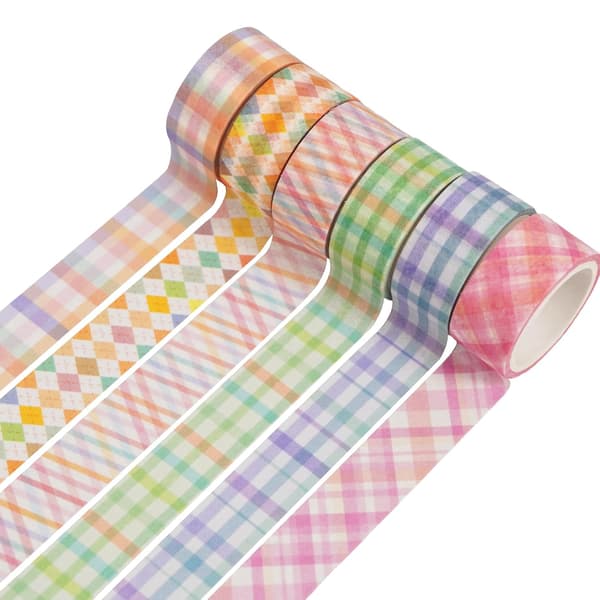 12 ruller ternet washi-tape sæt farverig gitter dekorativ tape til DIY-projekter