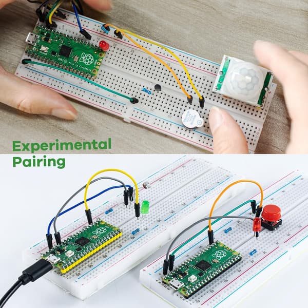 Raspberry Pi Pico startpaket med kopplingsdäck, LCD, sensorer och komponenter