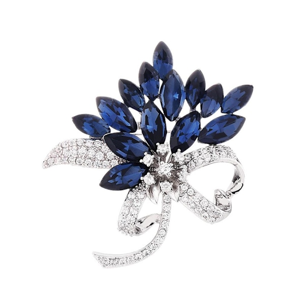 Corsage blommor Dam Brosch Zirkon Inlagd Scarf Clip Brons Brosch Pin