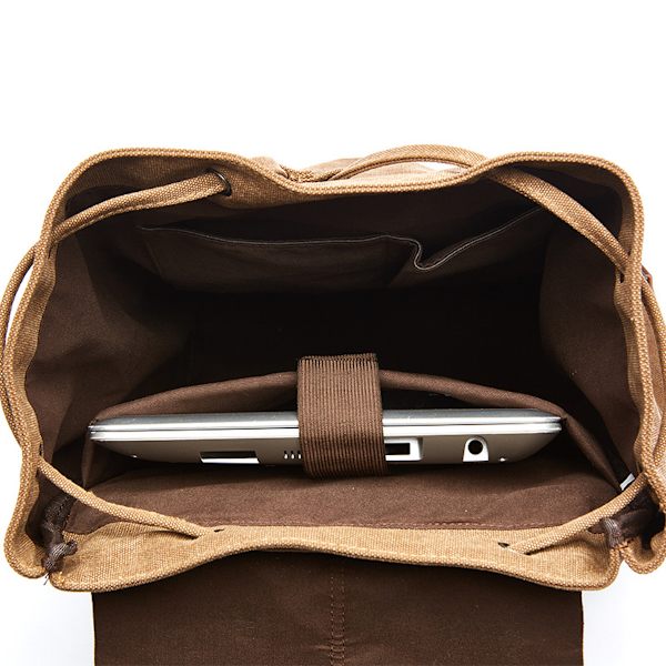 Laptop ryggsäck Beige resväska Canvas Barrel Purse Bag Unisex Brown