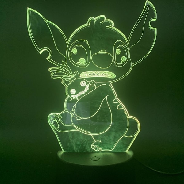 Stitch 3D LED Nattljus Sovrumsbordslampa Färg ändras