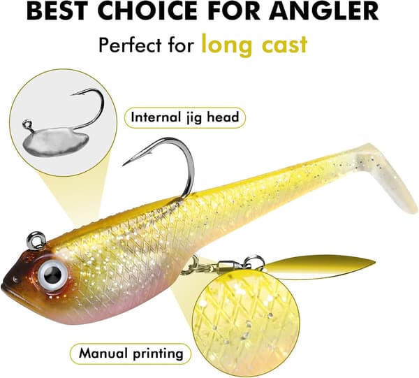 Blød paddle tail fiskeagn synkende vibrerende swimbait til aborre, ørred og gedde