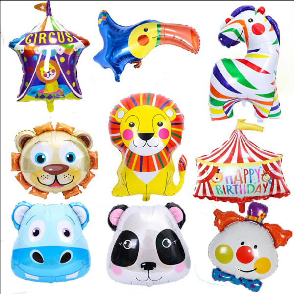 9st Cirkusfolieballoos Lion Panda Set Festdekoration