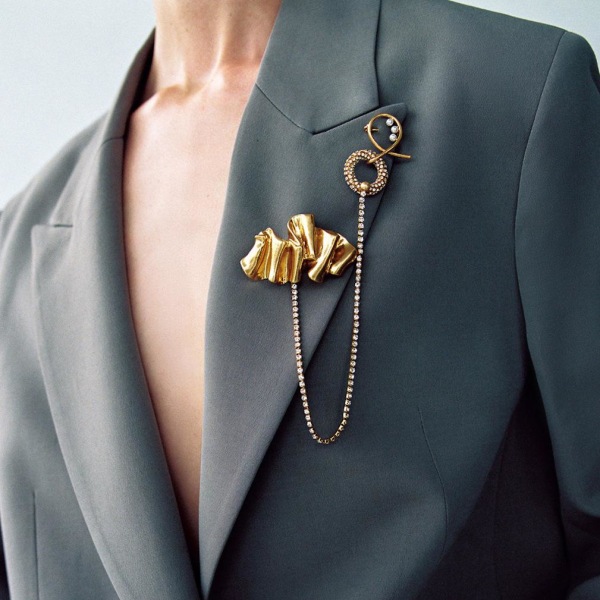 Corsage Överdriven Klo Dam Brosch Strass Inlagd Legering Brosch Pin