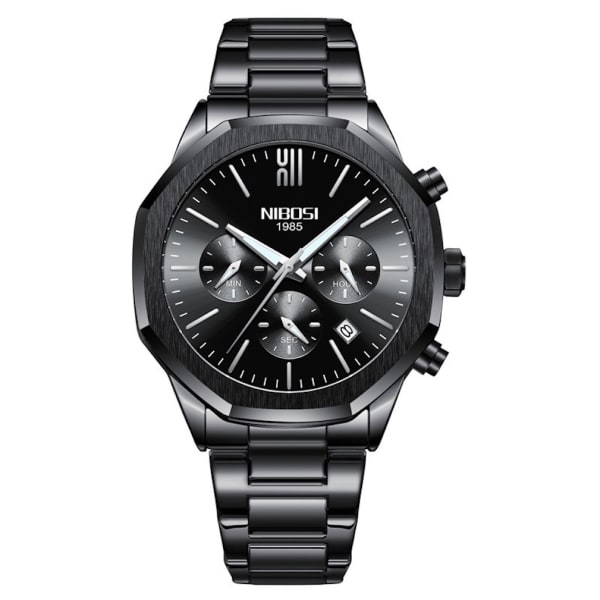 Herr Quartz Watch Casual Waterproof Watch Multi Dial Display Luminous Black