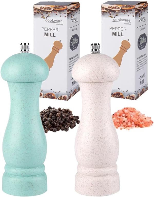 2-pack salt- och pepparkvarnset med justerbar keramisk kvarn, 16,5 cm