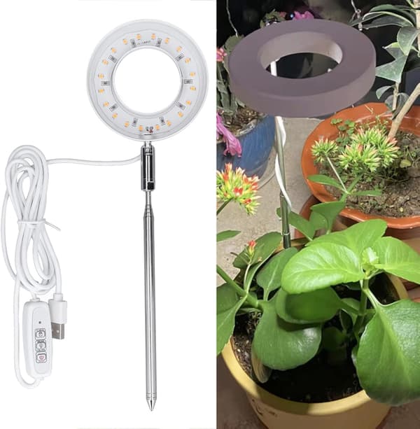 5W Full Spectrum LED-vækstlys 63,5 cm teleskopisk 4-trins dæmpbar timer