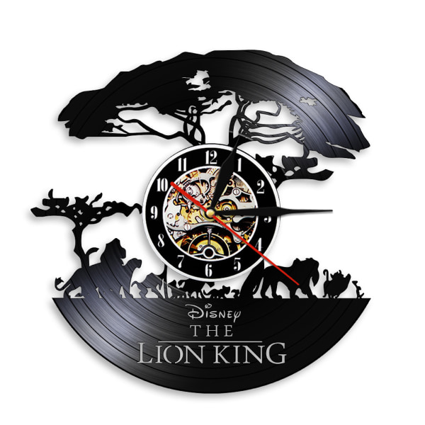 Simba Lion king LED Anime Vinyl Väggklocka Record Klocka Retro Dekor Väggkonstklocka