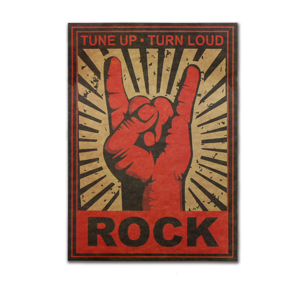Rock Art Poster Retro Väggdekor Kraftpapper 36x51,5 cm för Bar Coffee Shop Home