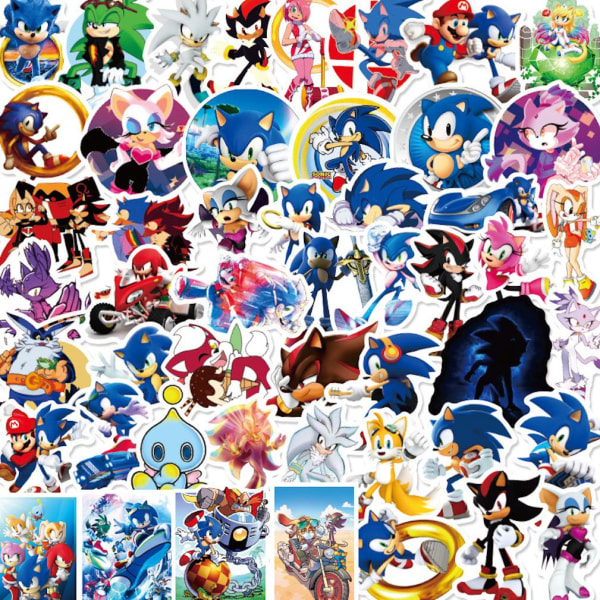 50 st Sonic Anime Stickers Vattentät flaska Skateboard Dekal