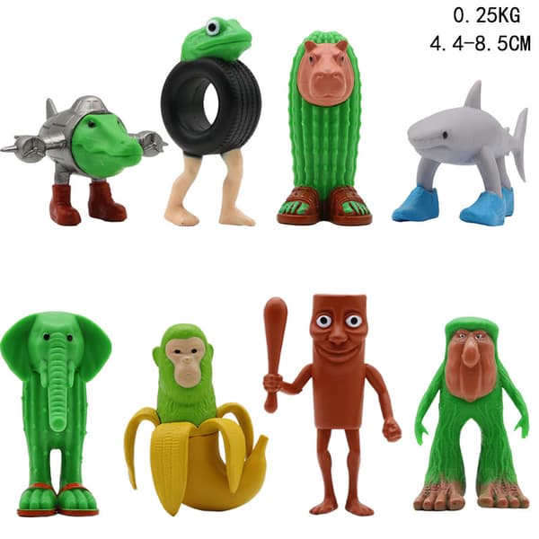 8 st Brainrot Meme PVC-figurer Haj Bananapa Djurkaraktärsset