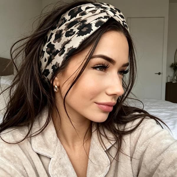 4-pak brede knudebånd til kvinder, elastiske boho leopard-hårbånd