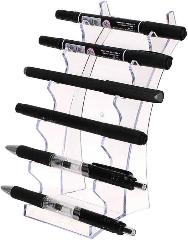 2-pack 6-facks pennställ i klar akryl, skrivbordsorganisator