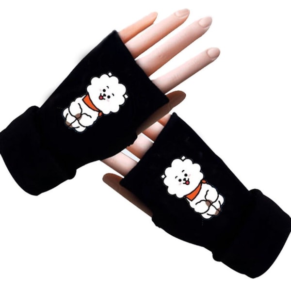 BTS Half Finger Handskar Vintervarma korta handskar för fans