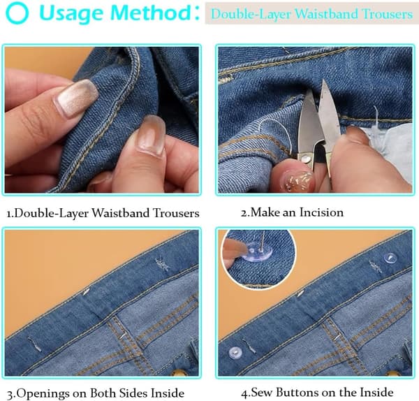 8-pack elastiskt midjejusteringsset med knappar för jeans och byxor
