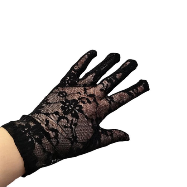 Korta handskar för kvinnor Kvällsfest Körning Solskyddshandskar Svarta