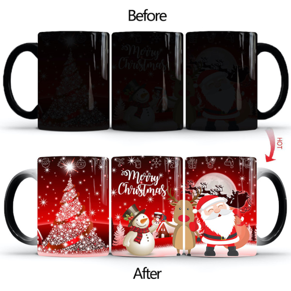 Christmas Tree Color Changing Mugg Keramisk kaffemugg Thermal tekopp Nyhetspresent