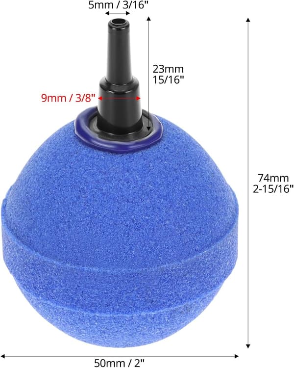 10-pack 50 mm runda luftstenar för dammar och akvarier, 4/6 mm luftslangar