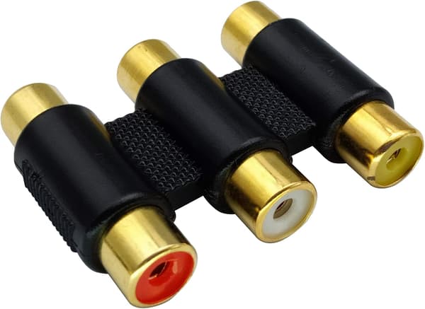 5-pack 3 RCA hona till hona-koppling, guldpläterad AV-ljud- och videoadapter