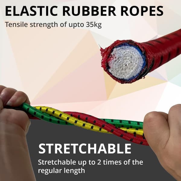 12-pak elastiksnore med kroge, UV-bestandige elastiske surringsstropper