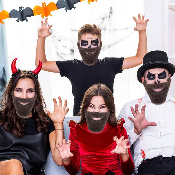 Brunt lösskägg för män, realistisk ansiktsbehåring för maskerad och cosplay