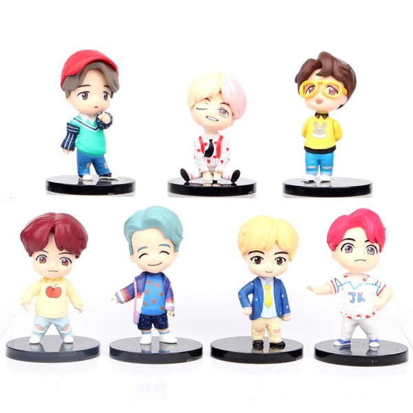 7 st set BTS JIM SUGA J-Hope RM JiMin Toy Doll Anime Collection