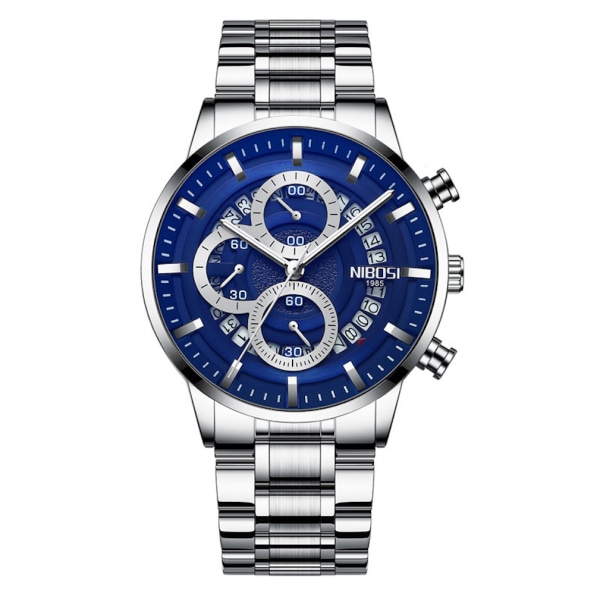 Herrkvartsklocka Watch Watch Multi Display Lysande Silver