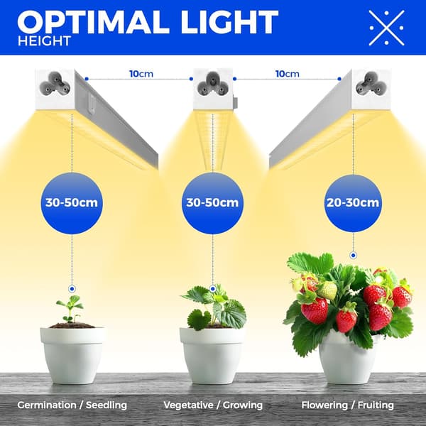 4-pak 29 cm T5 LED-vækstlys fuldspektrum sammenkoblingsbare plantelysskinner