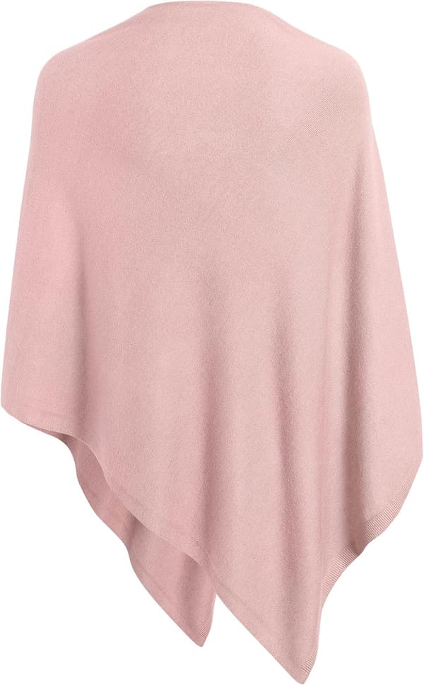 Dames Poncho-sjal med knapper, blødt strikket tørklæde til efterår og vinter, afslappet brug