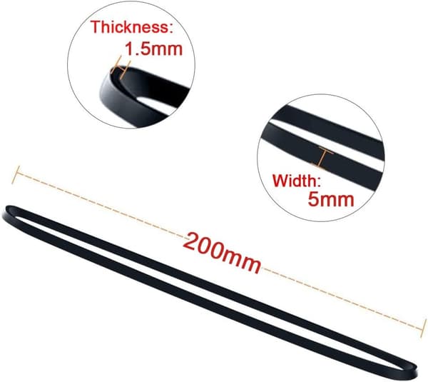 50-pack stora svarta gummiband, 200 x 5 mm breda långa elastiska band