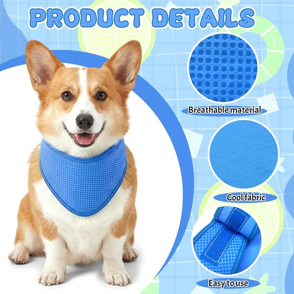 Kølende bandana til hunde, åndbart og justerbart is-halsbånd til varme sommerdage