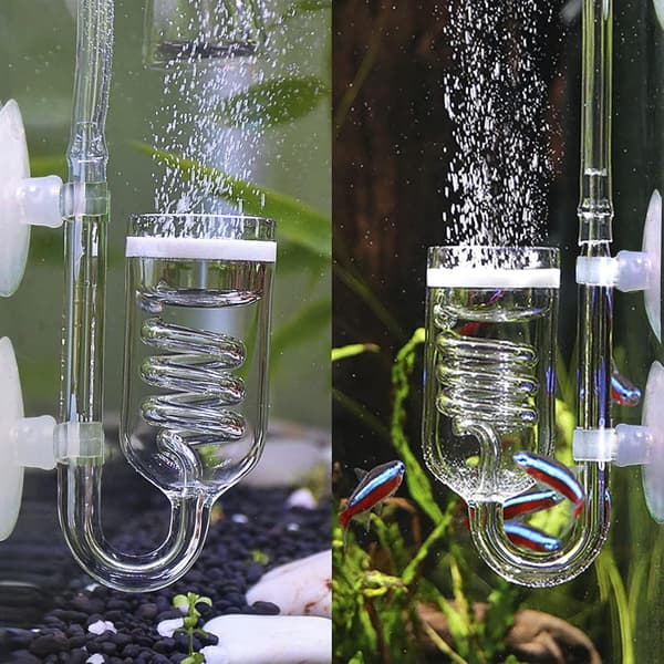 Glasspiral CO2-diffusor, bubbelräknare med sugproppar för akvarier