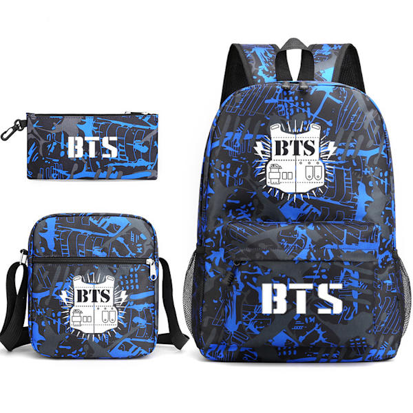 3st/ set BTS- printed set med axelväska Case Skolväska Resedagssäck Lättviktsbokväskor