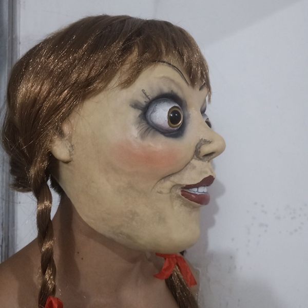 Annabelle Comes Home Mask Huvudbonader Hår Cosplay Kostym rekvisita