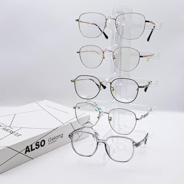 2 stk. 5-pars gennemsigtige solbrille-displaystativer, brilleholdere i plast