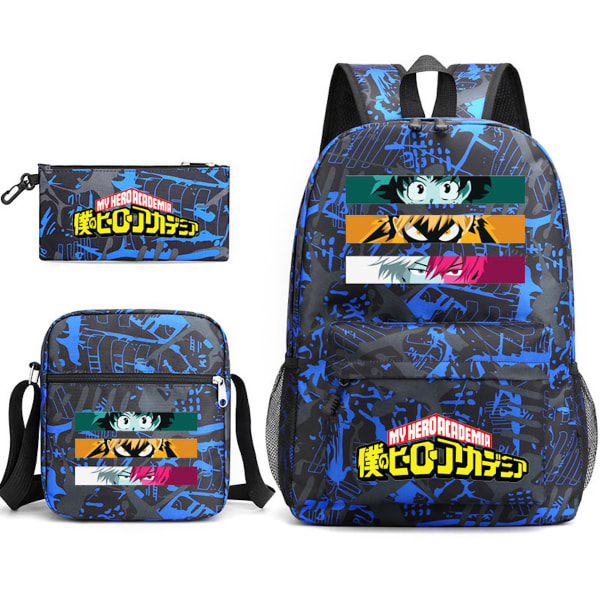 3st/ set My Hero Academia printed set med axelväska Case Skolväska Resor Dagsväska Lättviktsbokväskor