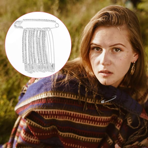 10 st säkerhetsnålar, blandade storlekar, silver, järn, för sömnad, pyssel och DIY