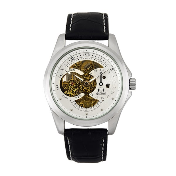 Automatisk mekanisk watch för män Business Skeleton Watch Läderrem