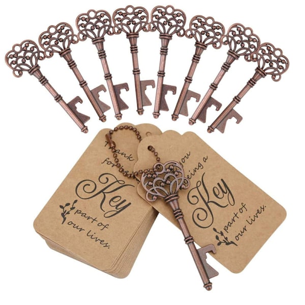 10st Retro Key Wedding Favors Flasköppnare Gäst Souvenir Present Set