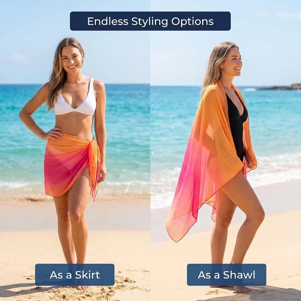 Chiffon strand-sarong-nederdel til kvinder, gradient bikini-cover-up til sommeren