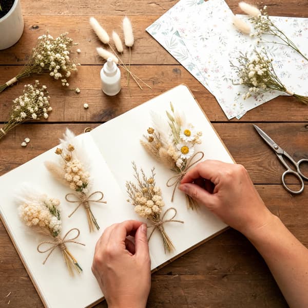 12 tørrede blomsterbundter, mini boho-buketter til DIY-håndværk og boligindretning