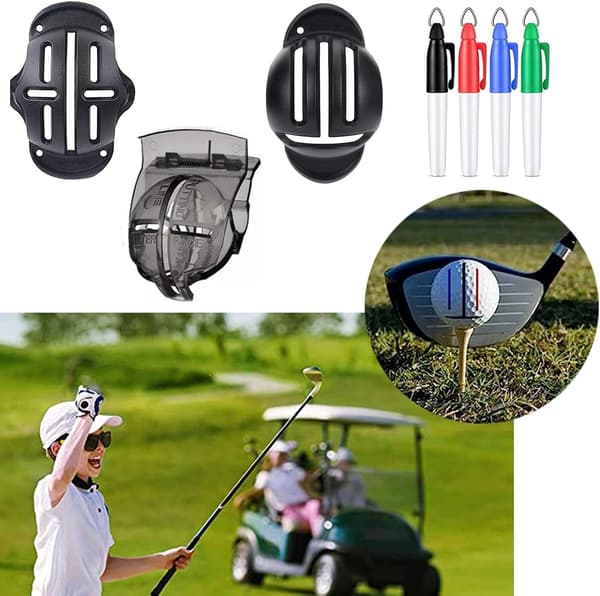 8-delars set för markering av golfbollar, 4 schabloner, 4 märkpennor
