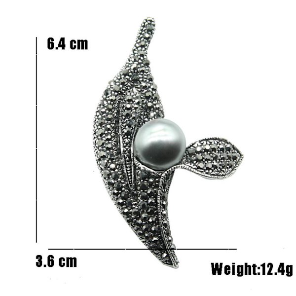 Retro Brosch Pin Black Pearl Corsage Dam Brosch