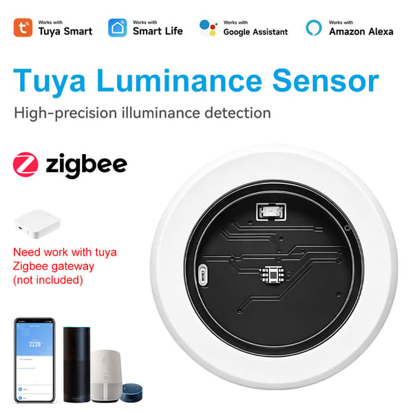 Tuya Zigbee 3.0 Lyssensor 0-10000 Lux Lysstyrkeovervågning ZM-GZ01 Smart