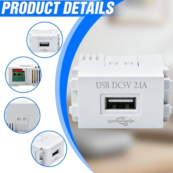 3 stk. USB-strømodul 220V til 5V 2,1A hurtigopladningsstik strømadapter