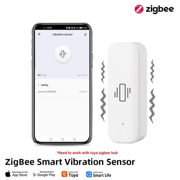 Tuya Zigbee vibrationssensor smart dør- og vinduessikkerhedsalarmdetektor